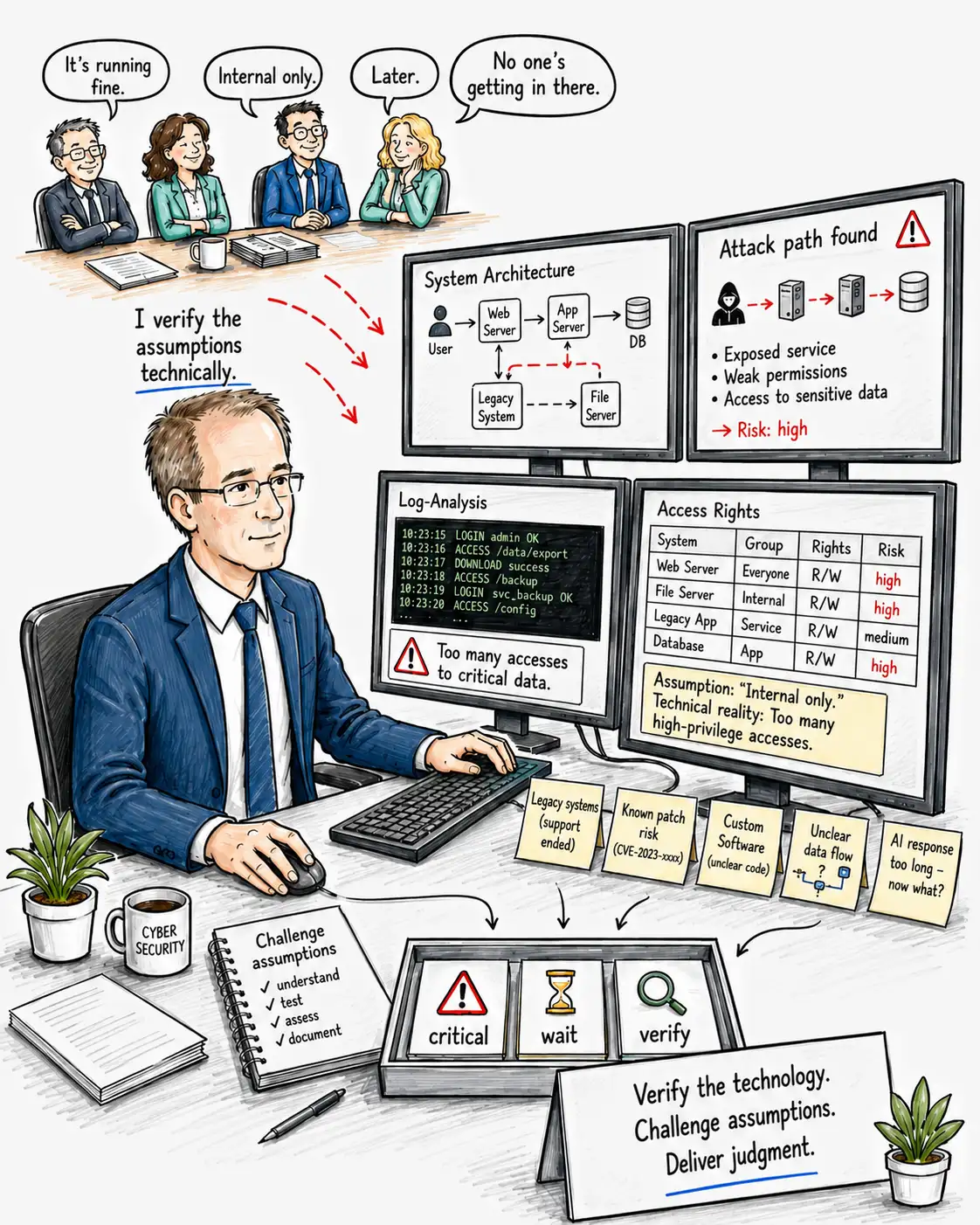 Detail of the illustration on technical assessment at AI speed