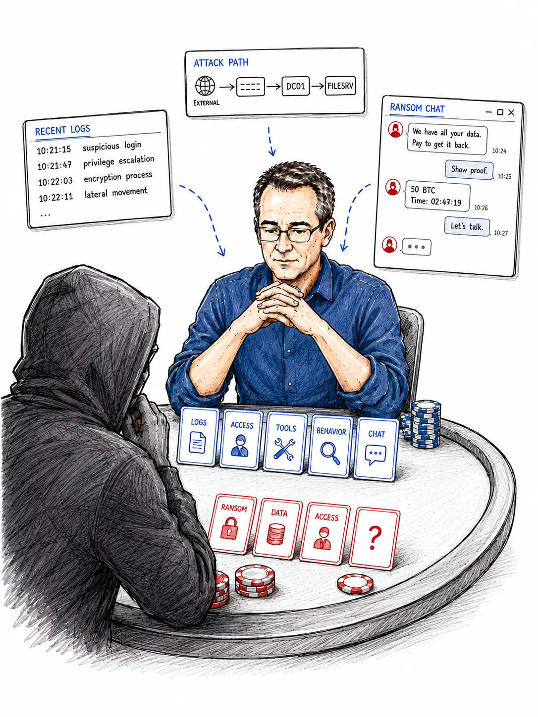 Illustration of the technical assessment behind a ransomware negotiation