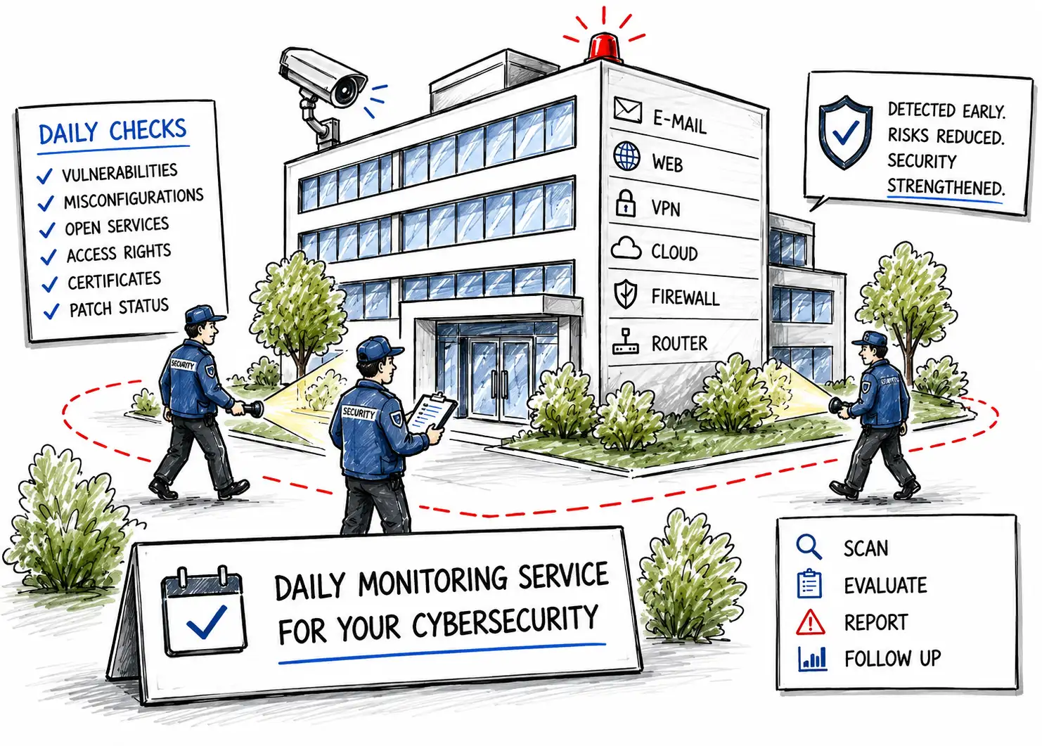 Illustration of the daily vulnerability scan service